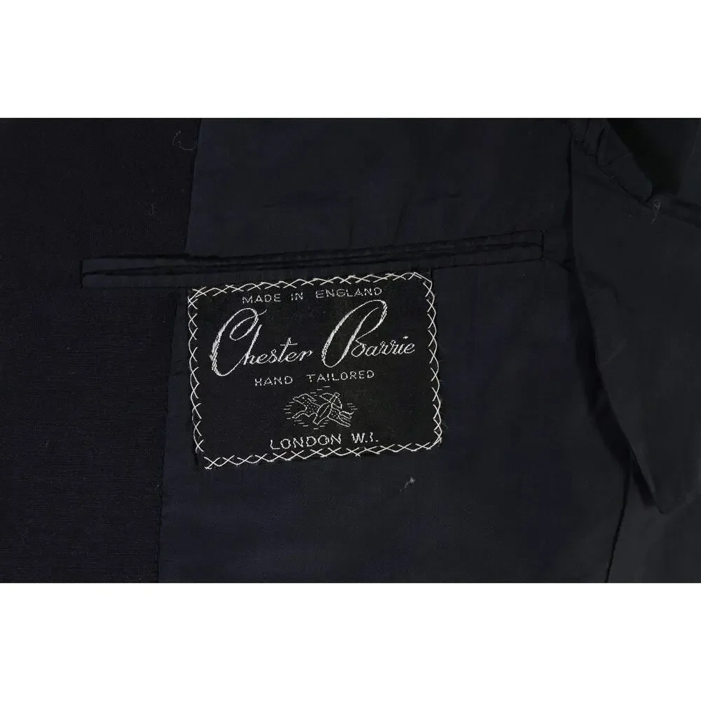 Chester Barrie Savile Row Navy Blue Wool Mohair 2Btn Sharkskin Blazer Jacket 40R